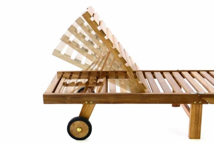 Regulowany leżak z drewna tekowego z kółkami, składany 200m